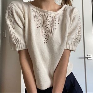 Vintage Cream Short Sleeve Sweater